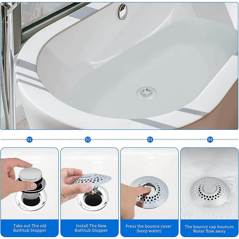 1pc Home Universal Bathtub Stopper With Drain Hair Catcher, Pop-Up Drain  Filter, Bathroom Shower Drain Hair Trap
