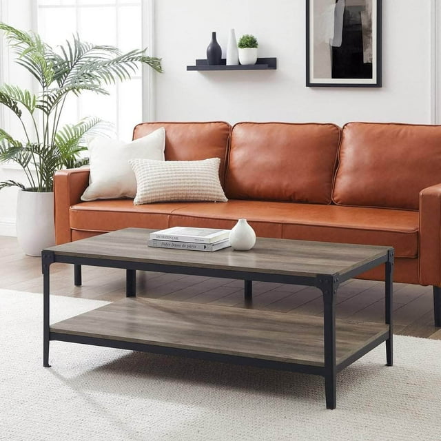 Walker Edison Rustic Rectangular Coffee Table with Coffee Table, Available in 5 Colours