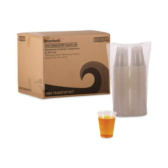 Boardwalk BWKTRANSCUP10CT 10oz Translucent Plastic Cold Cups (1000/Carton)