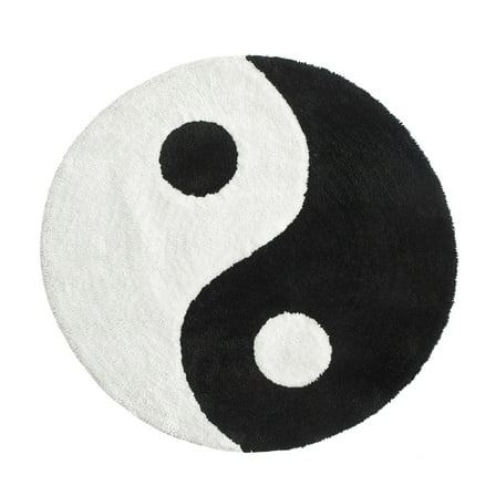 Mainstays 30" x 30" Yin Yang Shaped Rug For Adults, Black & White