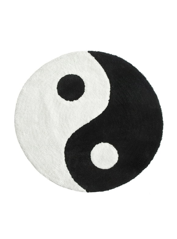 Mainstays 30" x 30" Yin Yang Shaped Rug, Black & White