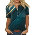 thumbnail image 2 of kytmyeq Women's Fashion Short Sleeve Print Button Collar Chest Pocket T-Shirt Bottoming Top, 2 of 5
