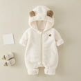 thumbnail image 2 of Baby Boy Jumpsuit White Onesies Long Sleeve Zipper Hooded Jumpsuit with Bear Ears Snowsuit New Born Clothes Baby Boy 18-24 Months, 2 of 9
