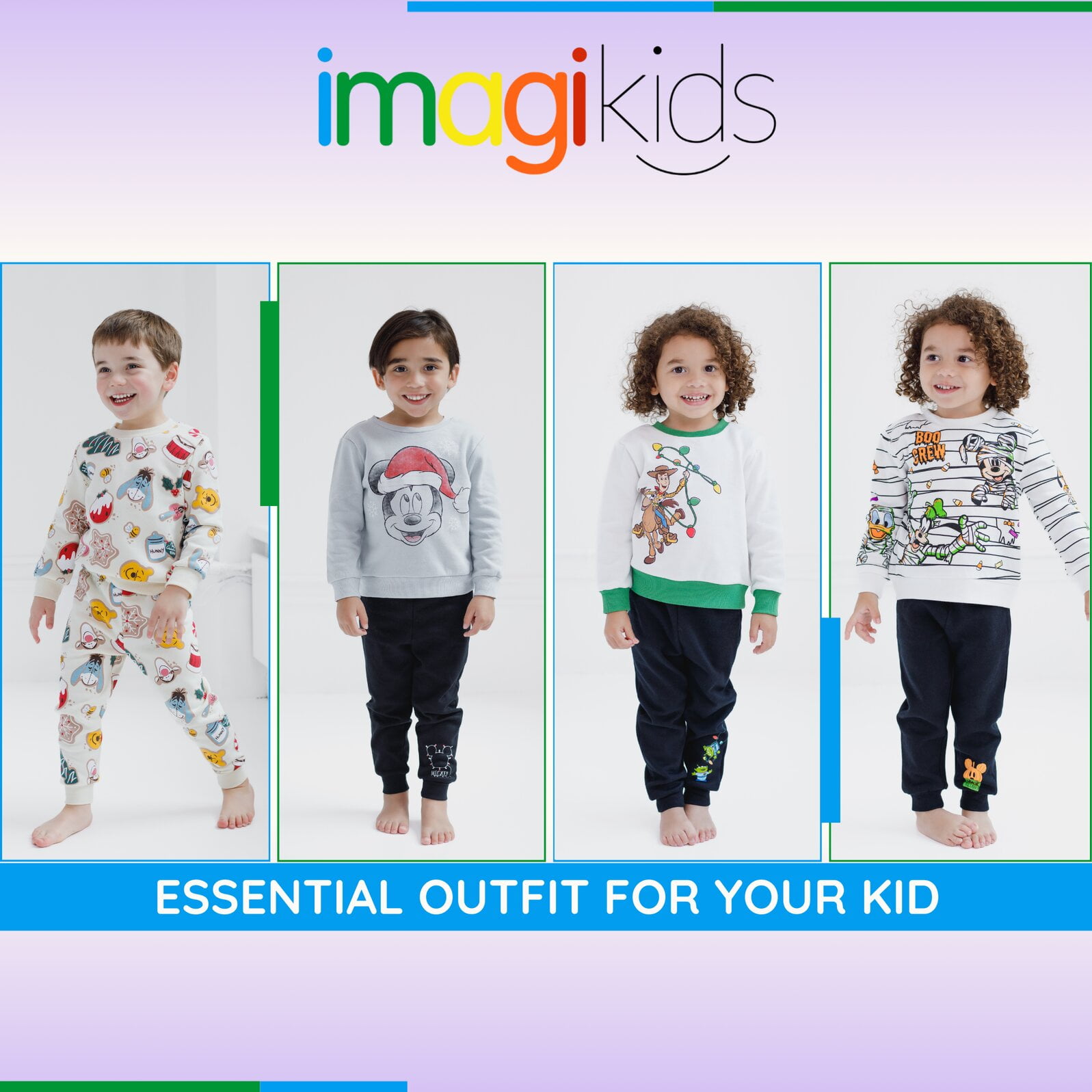 Disney Mickey Mouse Christmas Fleece Sweatshirt and Jogger Pants Outfit Set Toddler to Big Kid
