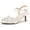 WHITE, variant on BURUDANI Women'S Summer Open Toe Low Heels Sandals Fashion Ankle Strap Party Dress Sandals GOLD Size 9.5