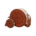 thumbnail image 4 of SET de 2 Piezas: BOLSA y MONEDERO en forma de GALLETA, Bolsa Bandolera, Cross-Body, Diseño de Comida PAN, Correa Ajustable, Color Marrón con Blanco, Moda Kawaii, Novedoso y Encantador., 4 of 5