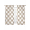 thumbnail image 2 of Minimalistic Checkered Beige Rural Style, Semi Sheer Curtains 63 Inch Length 2 Panels Set, Sheer Kitchen Curtain Privacy Voile Window Curtain for Living Room Bedroom Rod Pocket Drapes, 2 of 7