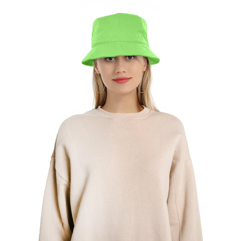 Falari Bucket Hat for Men Women unisex 100% Cotton Packable Foldable Summer Travel Beach Outdoor Fishing Hat - LXL Light Green, Adult Unisex, Size