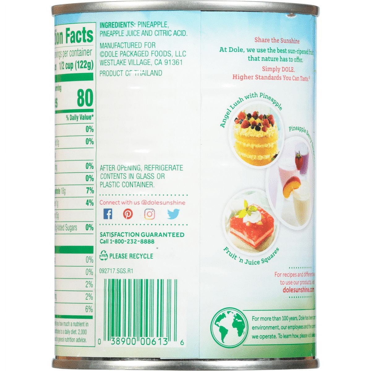 Dole Pineapple Crushed 20 oz (Pack of 4)