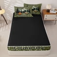 thumbnail image 3 of catabedysis Rustic Camo Camping Zipper Full Size Comforter Sets with Fitted Sheet and 2 Pillowcases,Vintage Camouflage Print Zipper Bedding Set For Boys,Green,Black Reversible,4 Pieces, 3 of 7