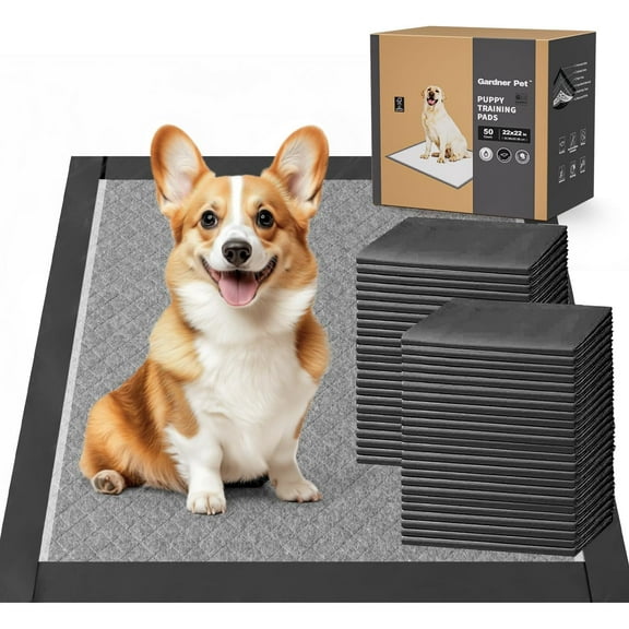 Gardner Pet 50Pcs 22" x 22" Pee Pads, Tranning Pads With Activated Charcoal, Powerful Odor Absorbent, 6 Layers of Protection, Instantly Absorbent, 100% Leakproof, Fully Covered Training Pad