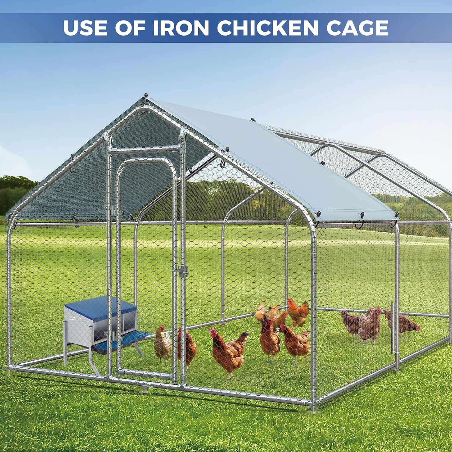 Sunvasagoo Zinc Alloy Chicken Nesting Box, 3/4 Hole Roll Away Egg Laying Box w/ Removable Tray, Wall Mount or Freestanding