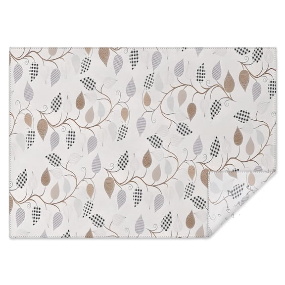 White Cartoon Leaf and Vine Pattern Rectangle Tablecloth 60"x84",Waterproof Polyester Rectangle Table Cloth, Wipeable Spillproof Polyester Tablecloth for Dining, Camping, Indoor and Outdoor