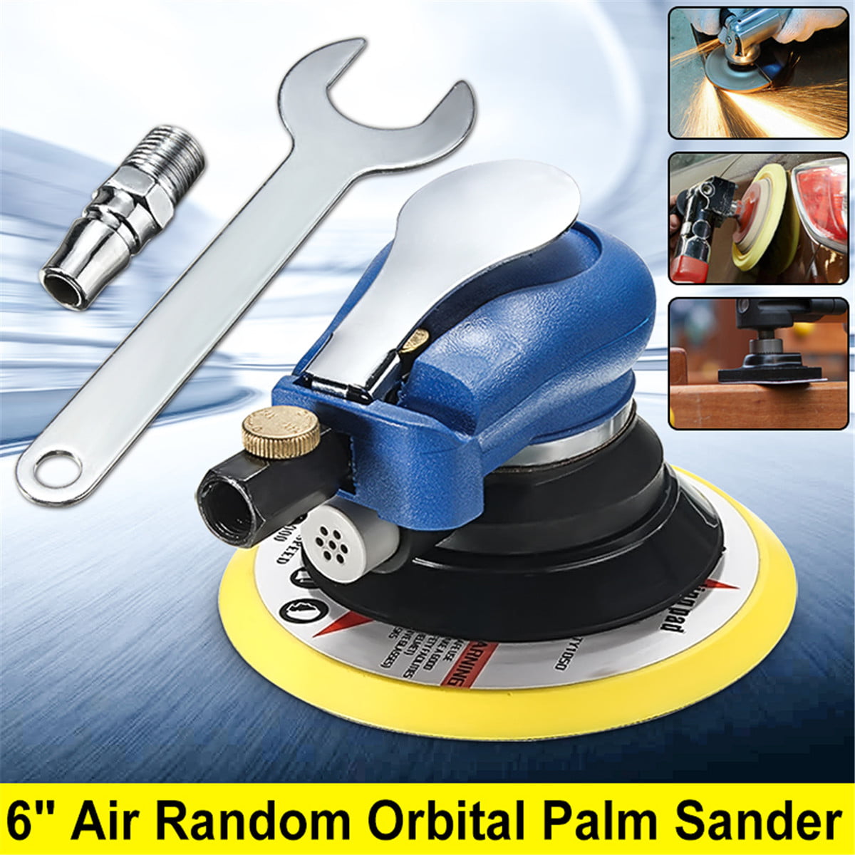 Car Body 6" Round Air Random Orbital Sander Pneumatic Disc Polisher Sanding Tool