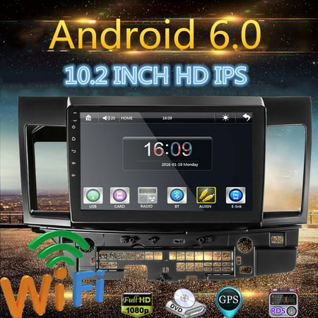10.2'' Android 6.0 2Din Touch Screen Sat Nav Car GPS Stereo Radio Player 16GB+1BG For Mitsubishi