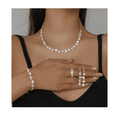 thumbnail image 4 of "Kit 4 Pz Joyería Juego De Collar Pulsera Pendientes Y Anillo Para Novia Mujer  LAB.G Plata ", 4 of 5