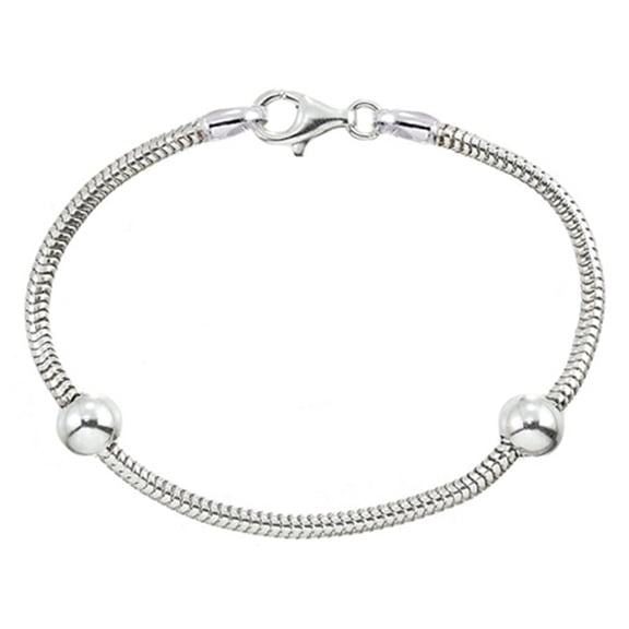 Zable� 7.5 inches Sterling Silver Snake Bracelet with Smart Bead / Charm