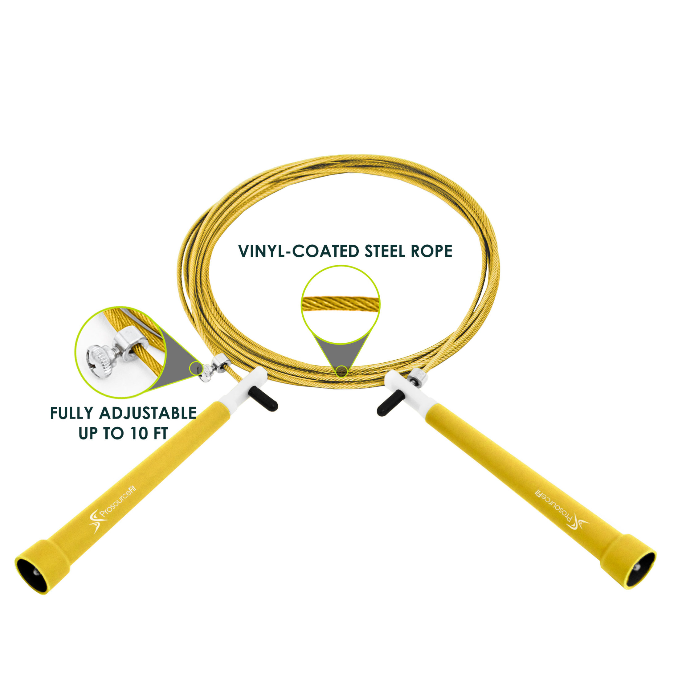 ProsourceFit Speed Jump Rope 10" Adjustable Yellow photo 4