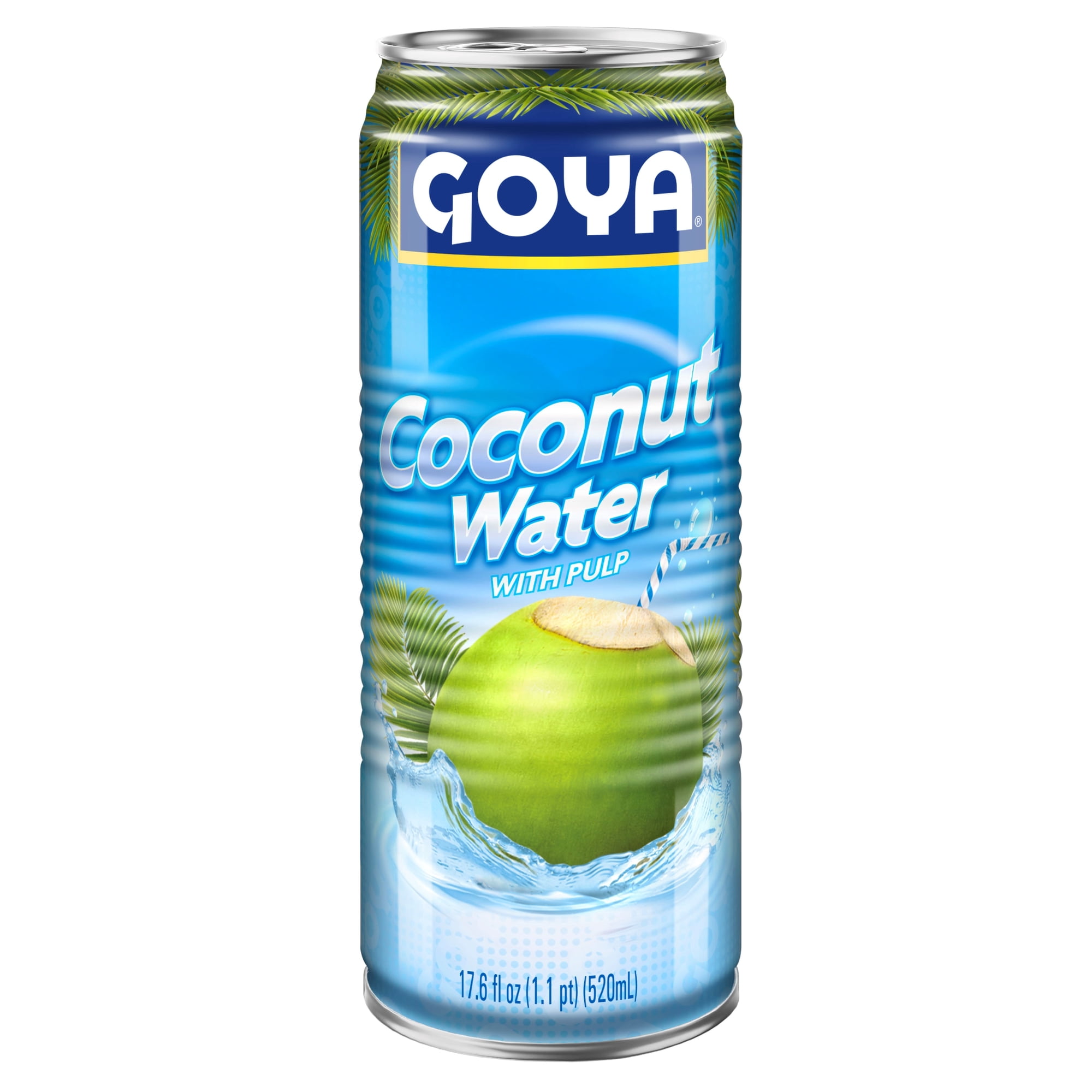 GOYA Coconut Water with Pulp, 17.6 fl oz Can, Tropical Beverage