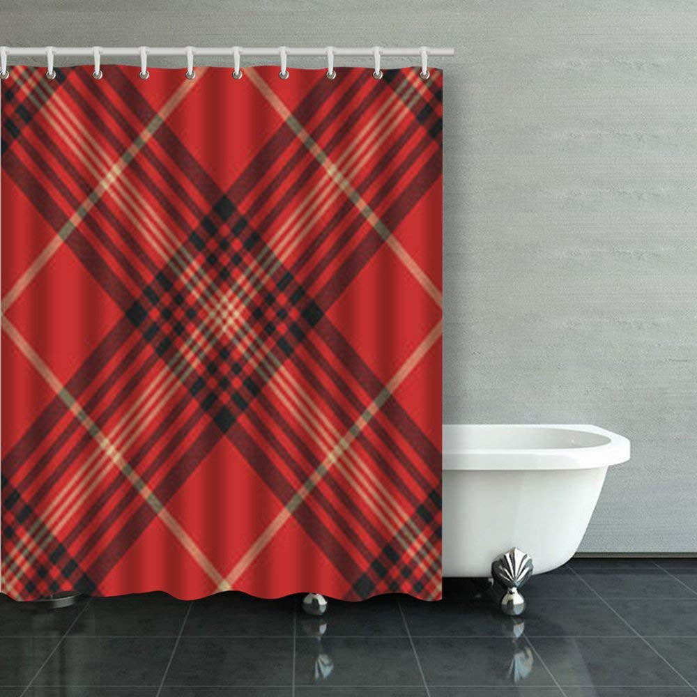 BPBOP Check Red Tartan Seamless Pattern Buffalo Plaid Shower Curtains