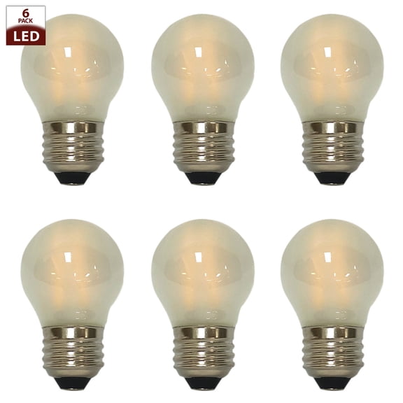 Royal Designs Decorative Frosted Indoor or Outdoor G45 Edison E26 Medium Base Dimmable LED Light Bulbs, 6 Pack