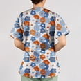 thumbnail image 4 of Iaqnaocc Scrub Tops Women Plus Size Floral Print Nursing Uniform Fashion V Neck Side Slits Scrub Shirt Party Short Sleeve Tees Blouse with Pockets Purple XL, 4 of 4