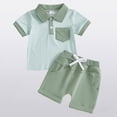 thumbnail image 2 of HCNTES Baby Boy Toddler kid Outfit Sets Short Sleeve T-shirt Elastic Waist Shorts 2 Piece Short Set Summer Spring Pjs For 2t 3t 4t 5t 6t 7t Children(L2-Green,6-12 Months), 2 of 8