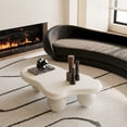 thumbnail image 2 of 40'' Cloud Shaped Coffee Table with 3 Ball Legs, Cream Style Accent Cocktail Table, Living Room Center End Table, 2 of 7