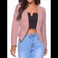 thumbnail image 3 of Blazer Corto para Mujer, Chaqueta Informal/de Trabajo de Larga con Abertura Frontal y Bolsillos Rosa XL, 3 of 8