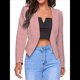 thumbnail image 3 of Blazer Corto para Mujer, Chaqueta Informal/de Trabajo de Larga con Abertura Frontal y Bolsillos Rosa 5XL, 3 of 8
