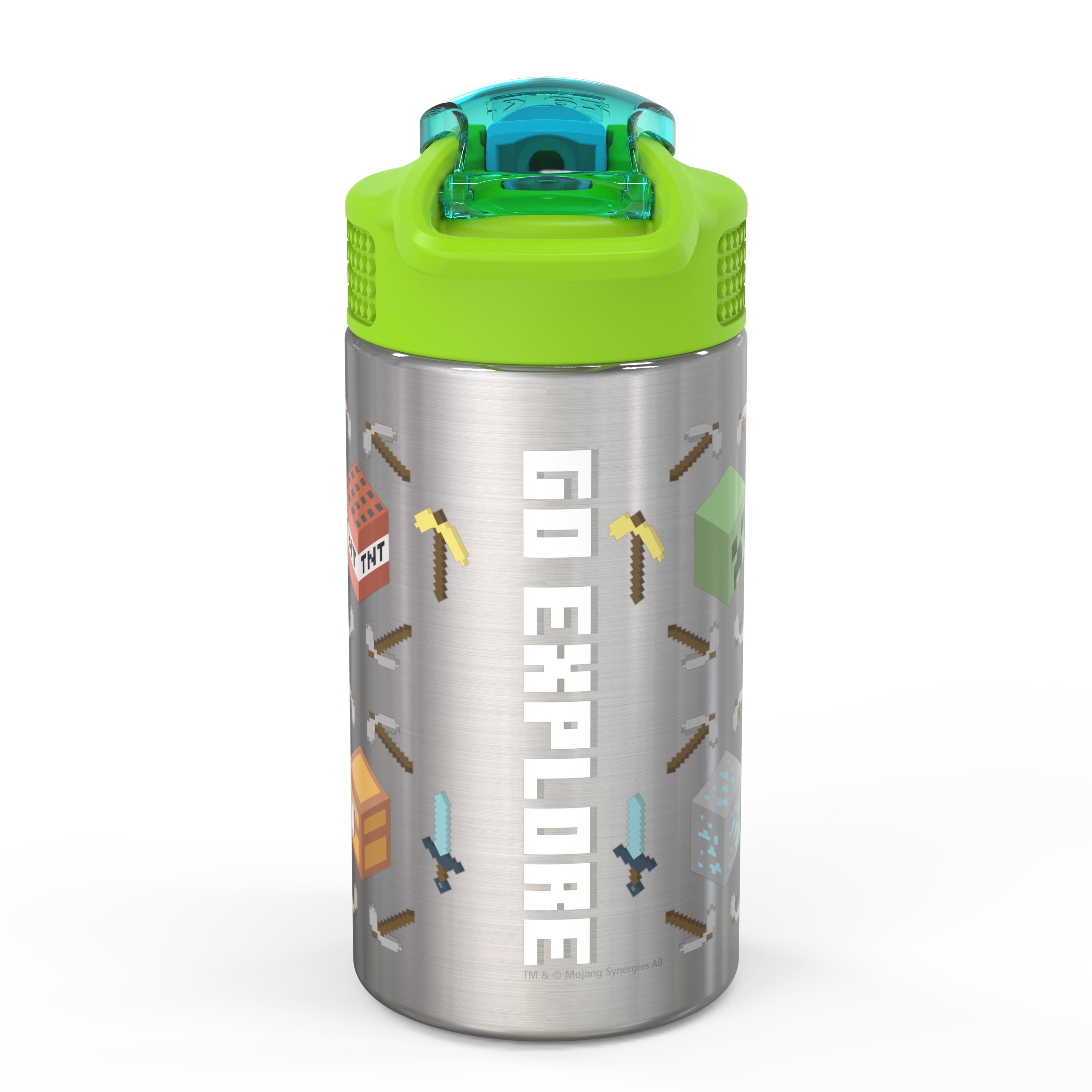 Zak Designs Minecraft Kids Water Bottle with Straw and Built in Carrying  Loop Set, Made of Plastic, …See more Zak Designs Minecraft Kids Water  Bottle