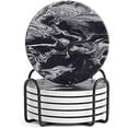 thumbnail image 1 of wonima44 Coasters Set of 6 Absorbent Drink Coasters with Holder, Black Marble Style Ceramic Stone Coasters for Home Decor Coffee Table Protection, 4 Inches Suitable for Kinds of Cups Housewarming Gift, 1 of 1