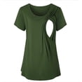 thumbnail image 5 of WAGUTH Women's Nursing Tops for Breastfeeding Double Layer Maternity Shirts Short Sleeve Crew Neck Pregnancy Outfits,Green,M, 5 of 6