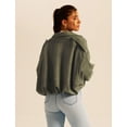 thumbnail image 3 of OBEEII Womens Suede Bomber Jacket Winter Coat Lapel Pilot Casual Outwear Long Sleeve Warm Streetwear Lounge Wear, 3 of 10