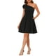 thumbnail image 1 of Vestido de fiesta A-Line con tirante asimétrico y lazo para mujer INSPIRE CHIC, con bolsillos, color negro, talla 3XL, 1 of 6