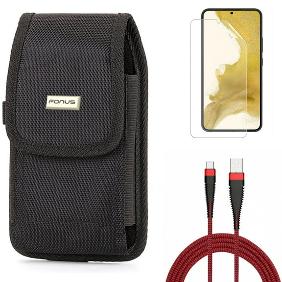 For Samsung Galaxy S21 (6.2") - Anti-Glare TPU Film Matte Screen Protector   Charger Cord Type-C 10ft USB Cable   Holster Rugged Case Belt Clip
