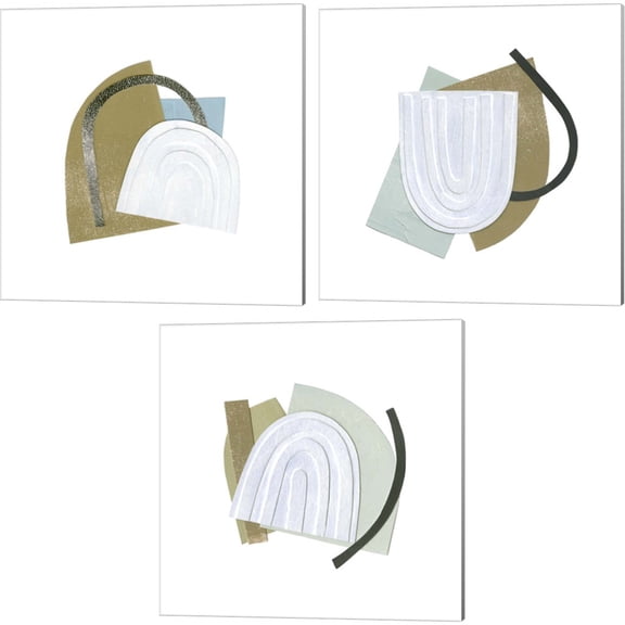 Great Art Now Mod Rainbow Collage by Emma Caroline 3 Piece Canvas Art Set Each 14"W x 14"H