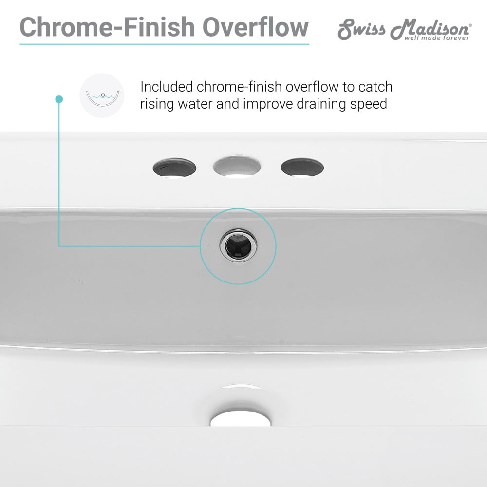 Swiss Madison Ceramic Glossy White 18.50 inch x 24.25 inch x 6.75 inch Bathroom Vanity Top