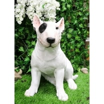 Large Lifelike Comical Bull Terrier Sitting Statue 16" L Fine Pedigree Dog Decor