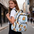 thumbnail image 6 of FKELYI Kids Backpack for Elementary Student Cartoon Capybara Blue Print 17 Inch Schoolbag Spacious Bookbag with Multi-Pockets Lightweight Casual Daypack Rucksack for Boys, 6 of 7