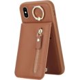 thumbnail image 4 of iPhone Xs Phone case Wallet for Women, iPhone Xs Phone case with Card Holder with Credit Card with Ring Kickstand Zipper Shockproof Slim Stand Case for iPhoneXS - Brown, 4 of 9