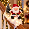 thumbnail image 3 of 2026 Christmas Santa’s Snowy Staircase Lighted Railing Decor with Soft Snowy Base and Cute Santa Figurine, for Farmhouse Living Room Stairwell Christmas Holiday Decor, 3 of 4