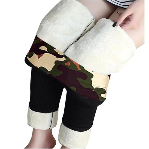 ZHOUCHANKIDS Thick Lined Leggings Women - Thermal Winter Pants High Waist Tummy Control, Squat Proof Warm Yoga Running Tights Green M