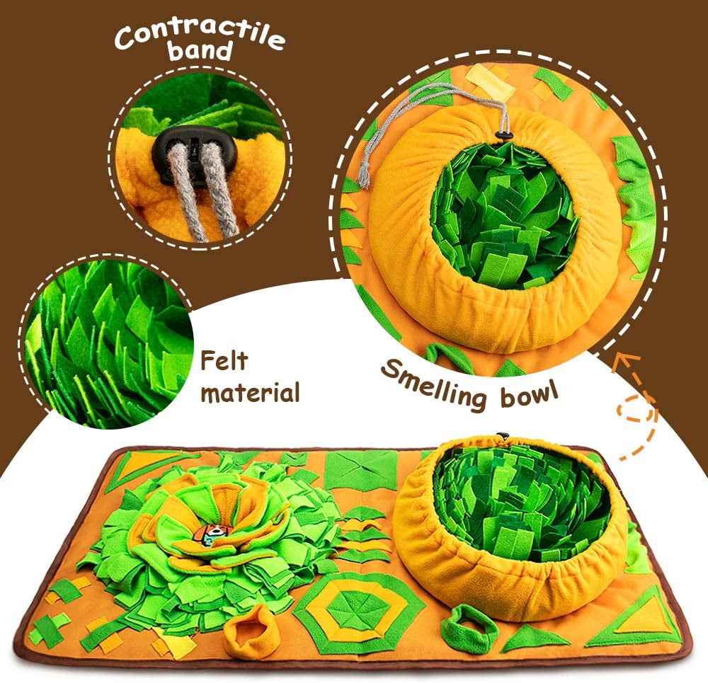 Large Dog Snuffle Mat, Interactive Feeding Mat, 34.6 in x 19.6 in, Squeaker and Crinkle Paper, Non-Slip, Easy to Clean