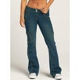 thumbnail image 2 of Women’s Low Rise Flare Cargo Jeans Vintage Washed Denim with Utility Pockets Zipper Detail, 2 of 7