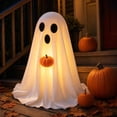 thumbnail image 2 of MYUNNIL Cute Light up Ghost Ornament, 19" White Fall Warm LED Fabric Ghost Tabletop Decoration with Plush Pumpkin, Reusable Luminous Seasonal Decor for Home Mantel Shelf Party, 2 of 6