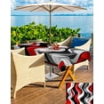 thumbnail image 5 of Boanket Outdoor Tablecloth with Umbrella Hole for Patio/Picnic/Party/Camping, Red Black Grey Waterproof Table Cloth Rectangle Table Cover Washable, Modern Moire Abstract Artwork (60"x 102"), 5 of 7