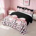 thumbnail image 3 of Erosebridal Leopard Bow Print Twin Quilt Set for Girls, Cheetah Animal Spots Girly Twin Coverlet Set, 2-Piece 1 Bedspread and 1 Pillowcase, 3 of 7