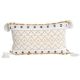 thumbnail image 1 of Funda de almohada de felpa con borlas decorativa, sencilla, estilo retro europeo, suave Rejilla amarilla 12 × 20 pulgadas, 1 of 9