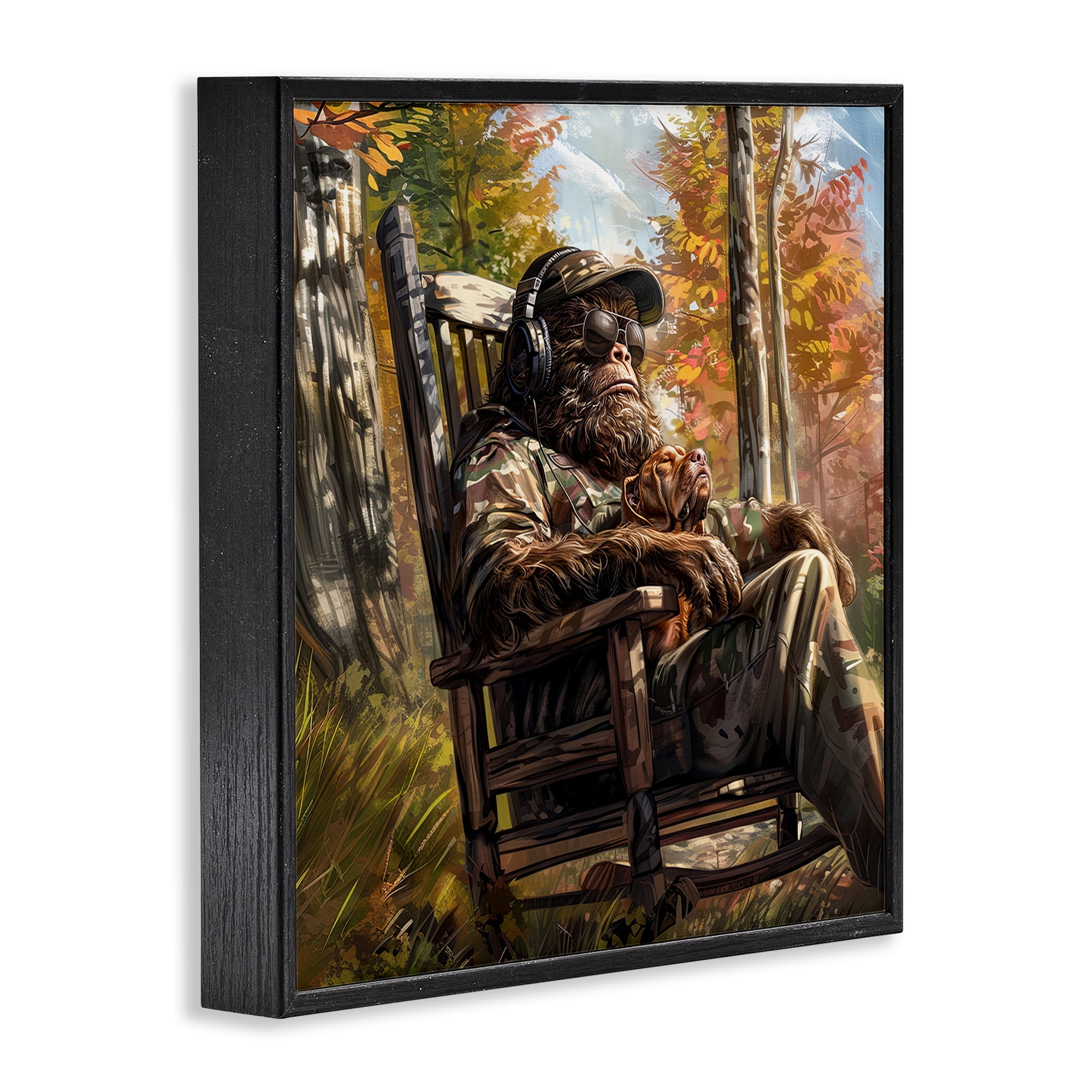 Mythical Creature with Headphones Black Framed Giclee Art, design by Jim Baldwin